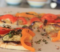 Aubergine and Cheddar Pizza