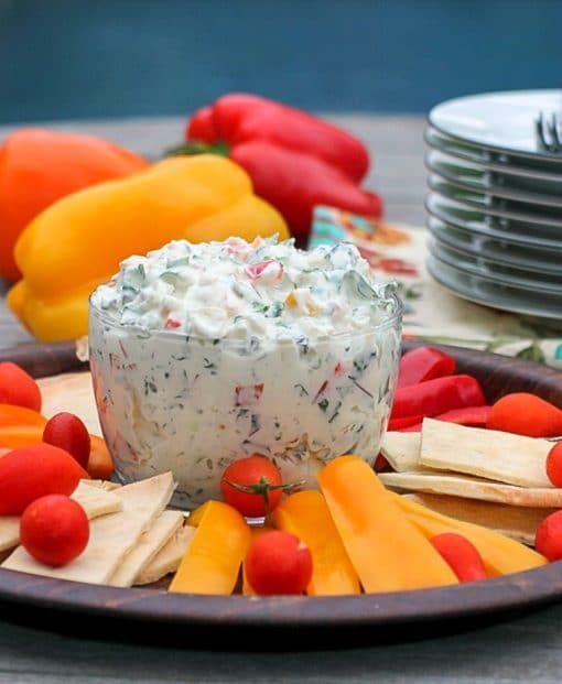 Easy Veggie Dip with Greek Yogurt, Kale, & Bell Peppers EA Stewart