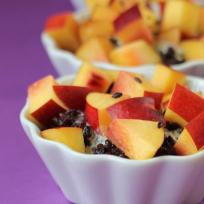 Forbidden Rice with Nectarines and Maple Cashew Cream