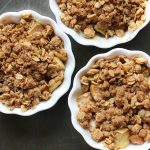 Gluten Free Apple Crisp in white ramekins