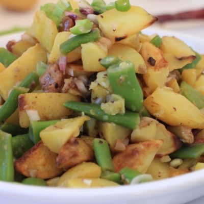Roasted Potato Salad Nicoise with Green beans, Onions, and Olives