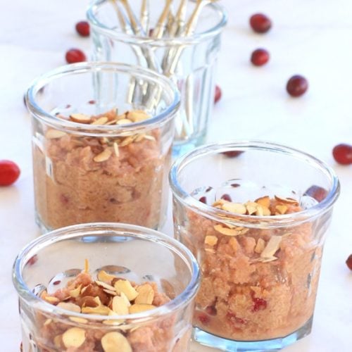 Low FODMAP Cranberry Orange Quinoa Pudding with Toasted Almonds
