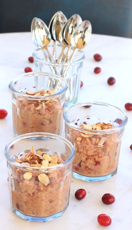 Low FODMAP Cranberry Orange Quinoa Pudding with Toasted Almonds