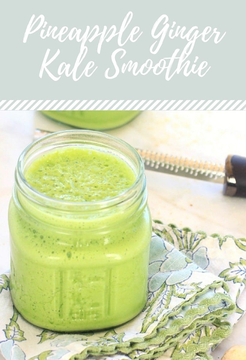 5Ingredient Ginger Pineapple Kale Smoothie {GlutenFree,Low FODMAP}