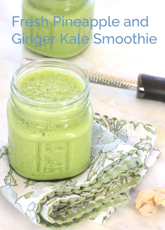Fresh Pineapple Ginger Kale Smoothie//The Spicy RD