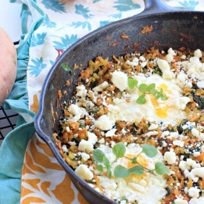 California Sweetpotato Hash w/ Eggs & Feta Cheese // The Spicy RD