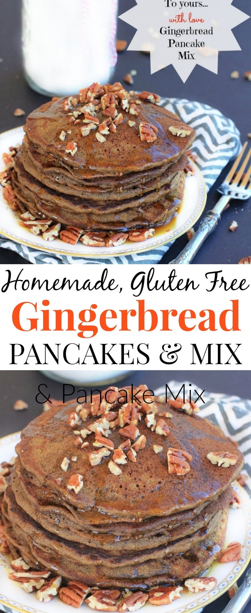 Homemade Gluten Free Gingerbread Pancakes & Gingerbread Pancake Mix | The most delicious gift to give this holiday season! #GlutenFree #Gingerbread #Gift #LowFODMAP #Holidays