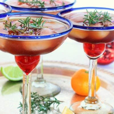 Triple Citrus Pomegranate Rosemary Margaritas // The Spicy RD