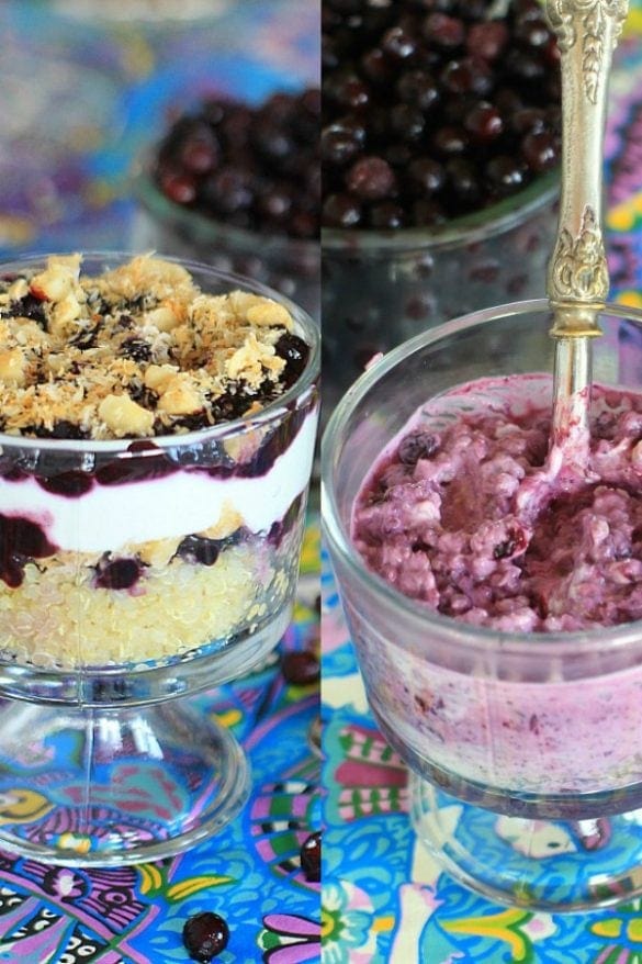 Warm Tropical Wild Blueberry Quinoa Breakfast Sundae