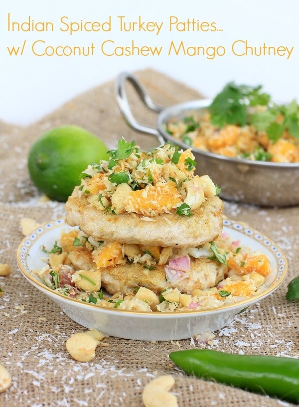 Paleo Turkey Burgers with Cashew Coconut Mango Chutney