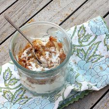 Rich in plant based omega 3 essential fatty acids, this Bananas Foster with Cinnamon Walnut Flax Streusel is a delicious way to start the day!