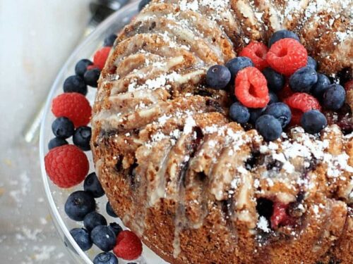 Gluten Free Bundt Cake With Fresh Berries Lemon Glaze