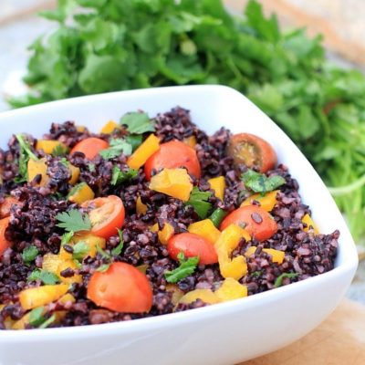 Forbidden Rice Salad with Cherry Tomatoes and Bell Peppers