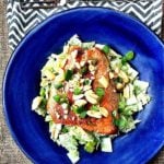This Easy Asian Pan Seared Salmon Salad for One is ready in l10 minutes or less, and makes a delicious light and healthy lunch for those days when you have no time to spare! {gluten-free, low carb, heart healthy}