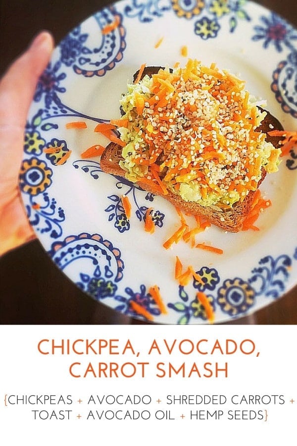 Quick and easy healthy lunch idea! Chickpea, Avocado, Carrot Smash