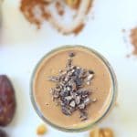 Get your glow on with this nourishing and revitalizing Cacao Date Smoothie! With only 6 ingredients, the recipe is so easy to make,, and SO delicious and good for you too! { Vegan, Paleo, Gluten-Free}