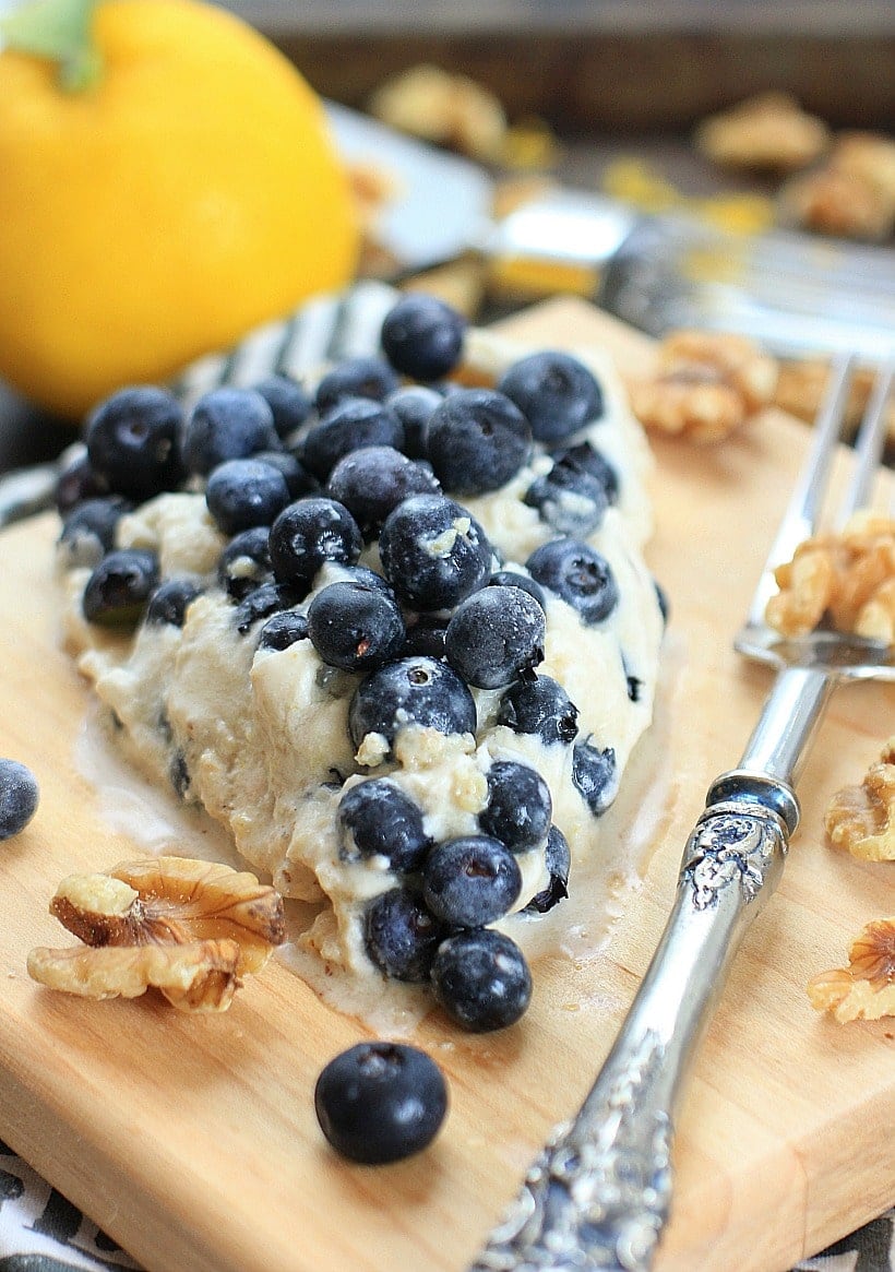 This Blueberry Lemon Ice Cream Pie with Coconut Walnut Crust is SO delicious, plus it's healthy too! | Recipe is gluten free, grain free, vegan, Paleo, low FODMAP #sponsored by California Walnuts