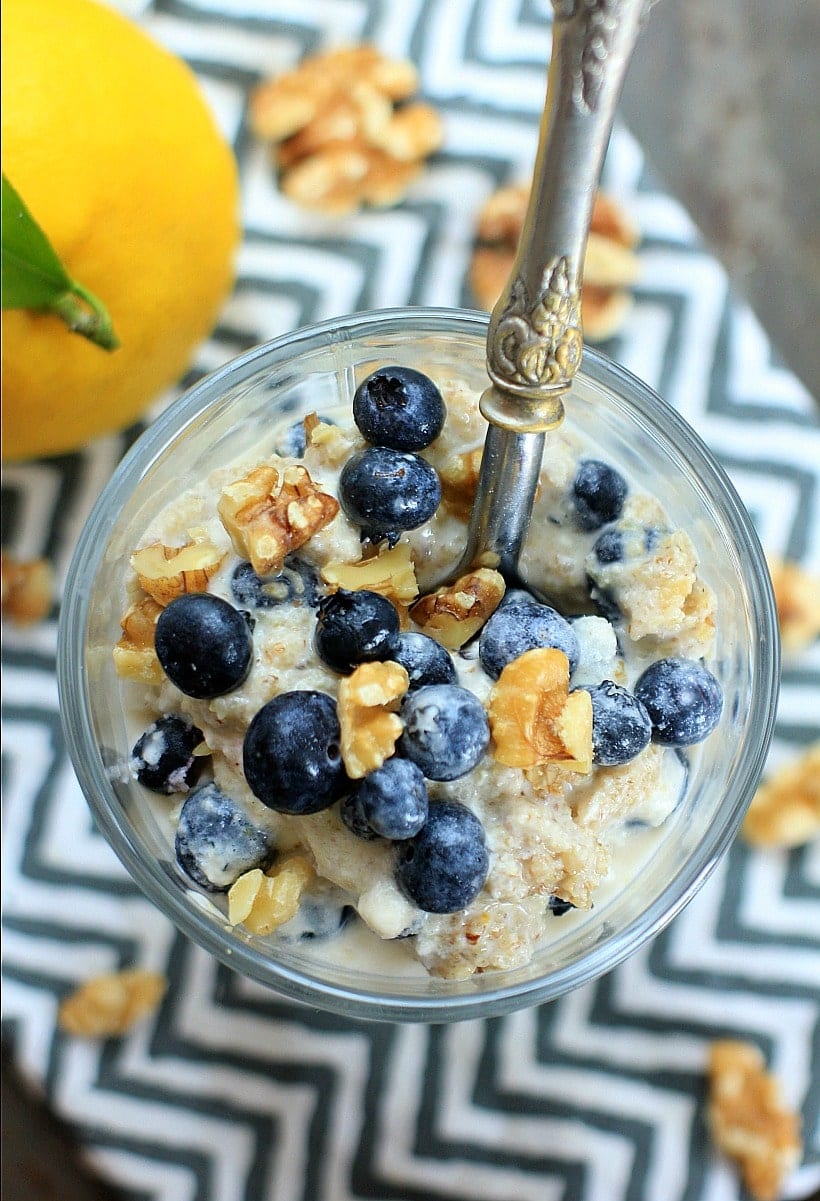 Healthy, refreshing, and delicious! Blueberry Lemon Ice Cream Sundae with Coconut Walnut Crumble | Recipe is gluten free, vegan, Paleo, low FODMAP. #sponsored by California Walnuts