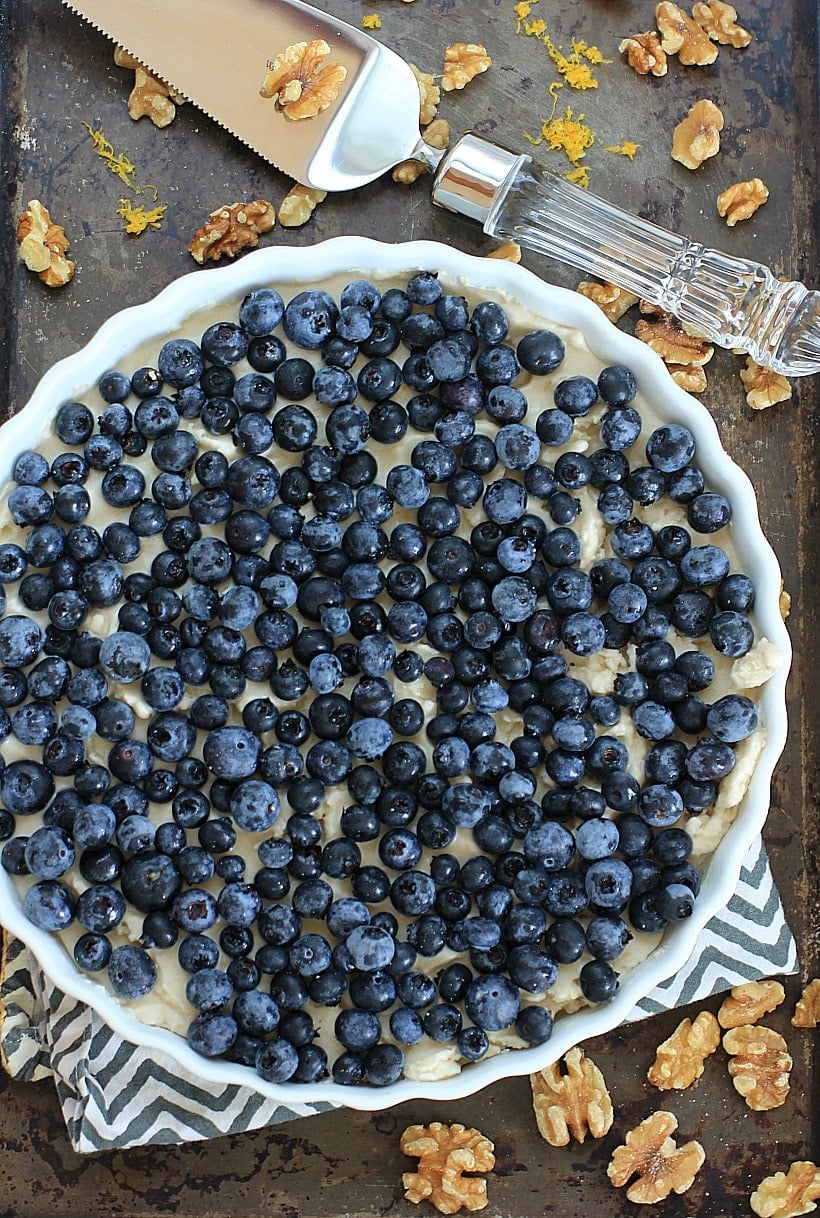 This No Bake Blueberry Lemon Ice Cream Pie with Coconut Walnut Crust is a healthy a delicious summer treat! | Recipe is gluten-free, vegan, low FODMAP, grain free, Paleo. #sponsored by California Walnuts