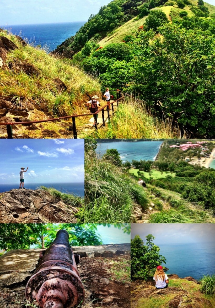 If you're visiting St Lucia and love to hike, be sure and visit Pigeon Island! This is is moderately steep hike to two lookout points, with stunning views from the top. As a bonus, the hike is only ~2 miles round-trip from the entrance gate. Be sure and bring lots of water because there isn't much shade, and it gets hot!