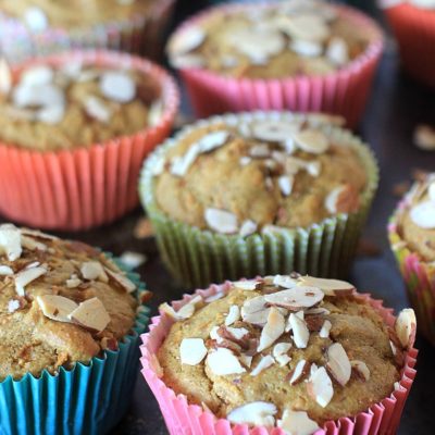 Super moist and delicious, these Gluten Free Carrot Cake Muffins featuring Simply Sesame Vanilla Almond Spread, are also dairy free, and low in added sugar~perfect for a healthy treat! #AD