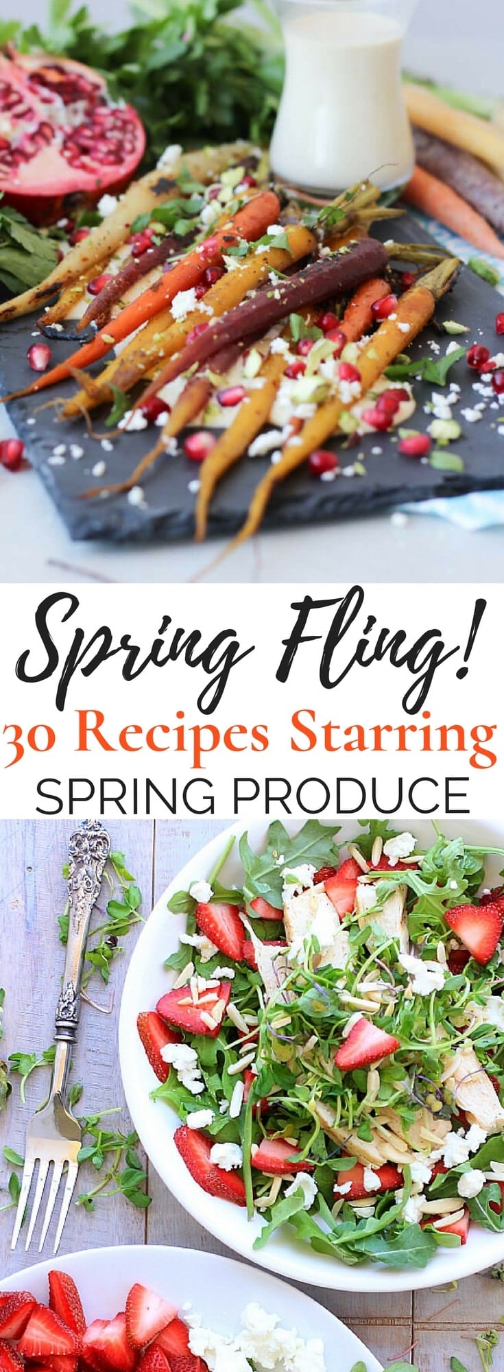 30 Healthy Vegetarian Spring Recipes featuring seasonal produce from A to Z including artichokes, arugula, asparagus, carrots, leeks, mango, peas, radishes, rhubarb, and strawberries. Enjoy! #spring #glutenfree #vegetarian #healthyrecipes