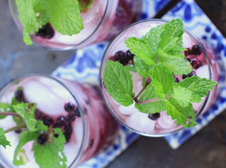 Healthy & Refreshing Wild Blueberry Ginger Mint Green Iced Tea