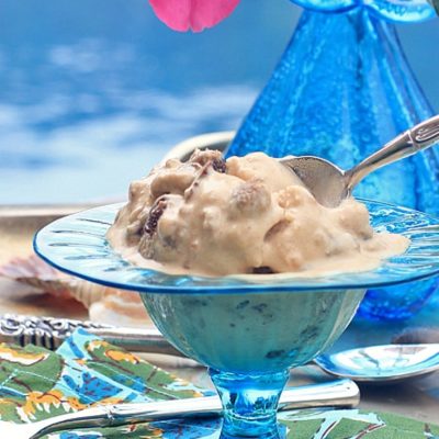 This creamy vegan, gluten free ice cream loaded w/ cinnamon raisin pecan cookie dough, is so delicious & decadent, you'd never believe it's a healthy treat!