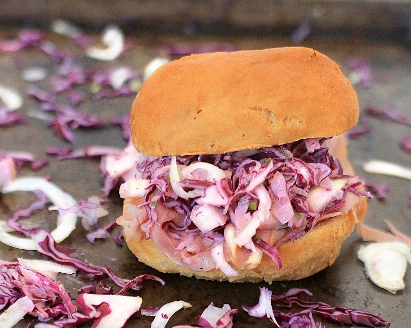 Fennel Apple Cabbage Slaw & Ham Sandwich