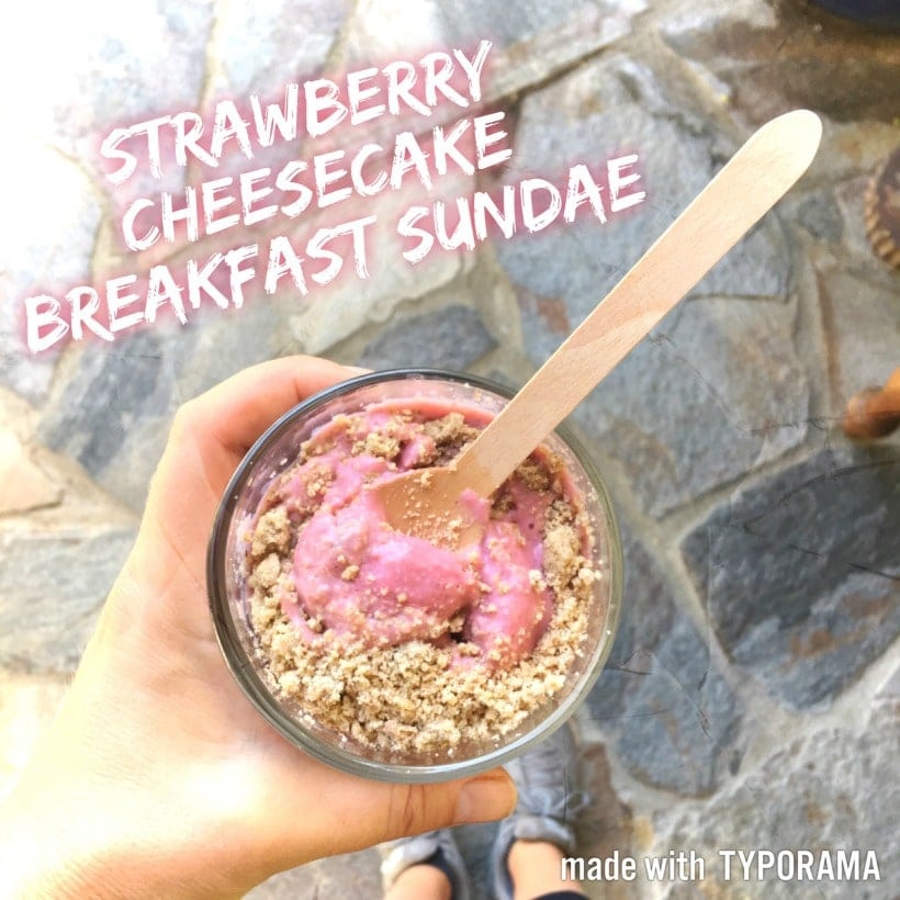 Can you guess the nourishing superfood in this DELICIOUS Strawberry Cheesecake Breakfast Sundae? #DailyHarvest #Superfoods #GlutenFree #Vegan