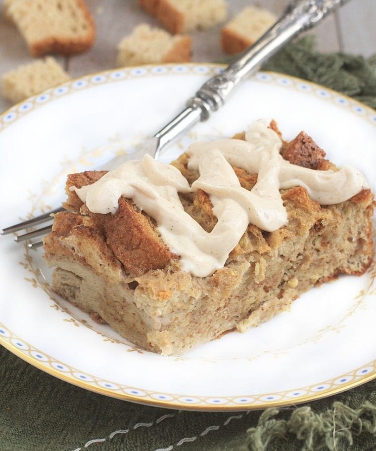 Gluten Free Baked French Toast with Gingerbread Cream Cheese Frosting