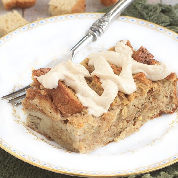 Gluten Free Baked French Toast with Gingerbread Cream Cheese Frosting