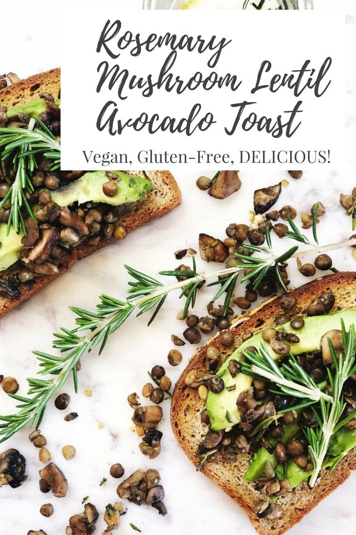 #AD This Vegan Avocado Toast topped w/ Rosemary Mushroom Lentils is SO good! It's also gluten free, and my new favorite