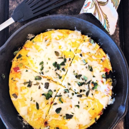 Vegetable frittata recipe in a cast iron skillet