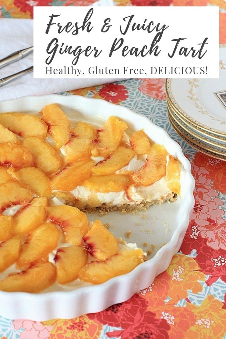 Ginger Peach Tart in a white tart pan