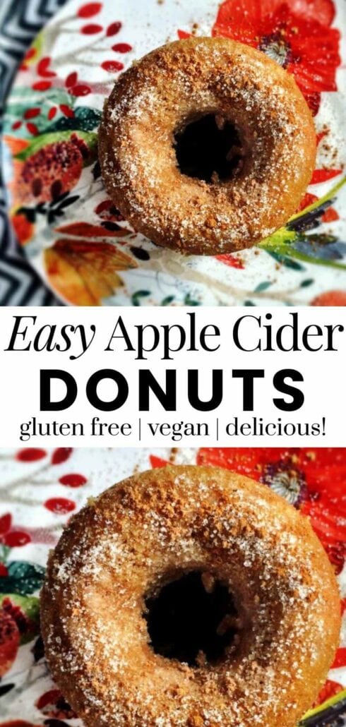 Two picture collage with close up shots of donuts.